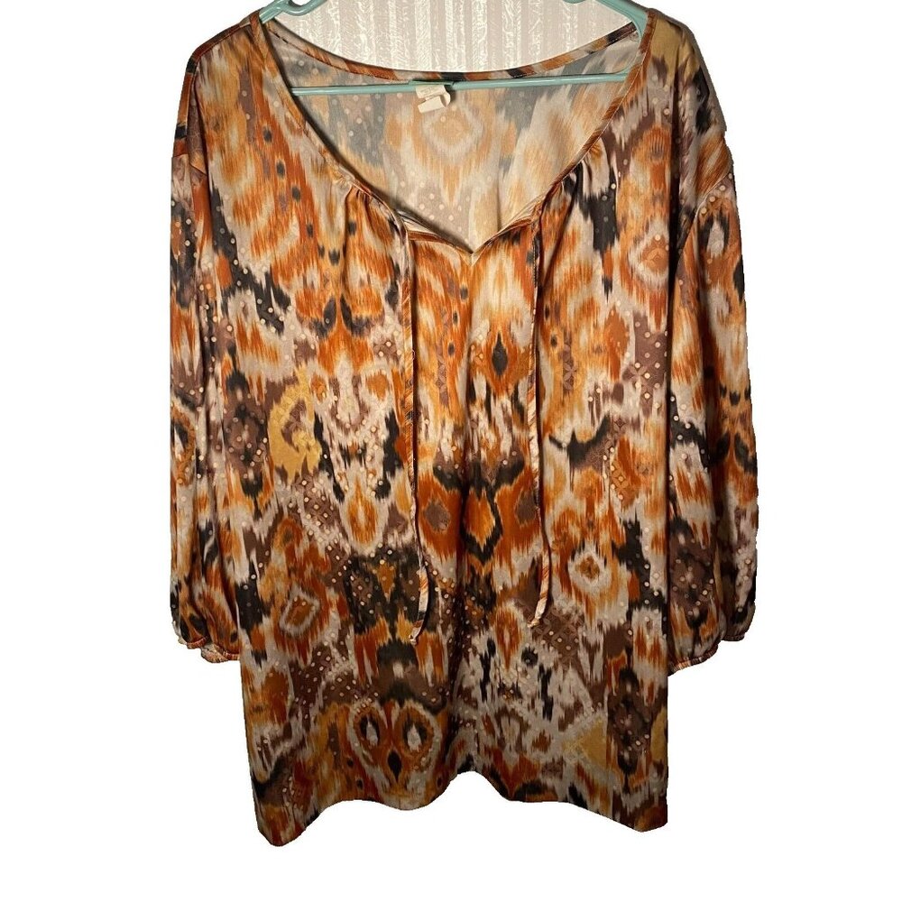 Sara Morgan Women's Silky Like Tunic Blouse 3/4 Sleeves Size 4X